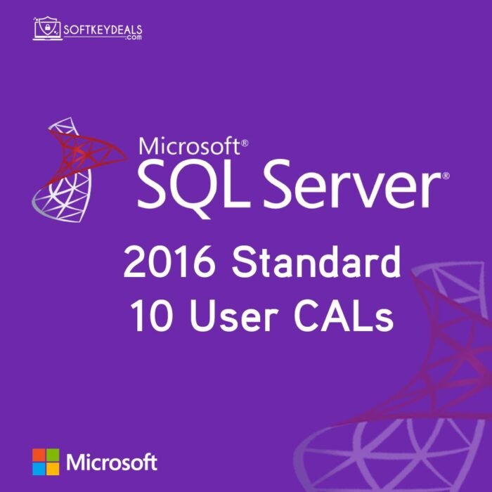 Microsoft SQL Server 2016 Standard and 10 User CALs Instant License